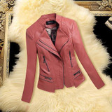 2017 Sale Top Fashion Full Chaquetas De Cuero Mujer Large Size Womens Leather Jacket Fashion V-neck Motorcycle Female Pu Zipper