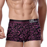 Free Shipping Silk underwear men boxer Summer Ultrathin Sexy shorts Young red lips seamless underwear R2