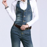 Free Shipping Rompers Womens Jumpsuit 2016 Fashion Overalls Jeans Female Playsuit ol Straight Trousers Plus Size XL Cotton Pants