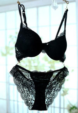 free shipping push up bra transparent lace bra sets thin cup deep-V women sexy underwear bra set