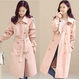 free shipping plus size women coats 2016 Girls long windbreaker spring autumn trench coat with belt Korean casual Womens clothes