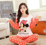 Free shipping Pajama Sets Long Sleeve women Sleepwear Autumn spring Carton Cotton Pajamas Mujer Women Home Clothes Wholesale