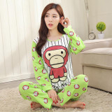 Free shipping Pajama Sets Long Sleeve women Sleepwear New 2017 spring Carton Cotton Pajamas Mujer Women Home Clothes Wholesale