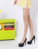 Free Shipping New Thin Models Fashion Rose Necklace Music notes Star Tattoo Socks Velvet Pantyhose Music Note Pantyhose