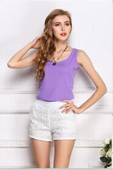 Free Shipping New 2018 Fashion Women Chiffon Sleeveless Shirt Vest Vest Tank Tops Blouse Waistcoat 7