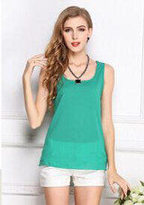 Free Shipping New 2018 Fashion Women Chiffon Sleeveless Shirt Vest Vest Tank Tops Blouse Waistcoat 7