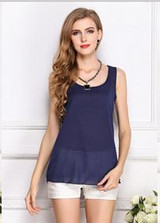 Free Shipping New 2018 Fashion Women Chiffon Sleeveless Shirt Vest Vest Tank Tops Blouse Waistcoat 7