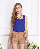 Free Shipping New 2018 Fashion Women Chiffon Sleeveless Shirt Vest Vest Tank Tops Blouse Waistcoat 7