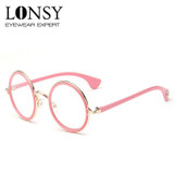 LONSY Pink Round Sunglasses Women Retro Vintage Sun Glasses for Women Brand Design Clear Sunglasses Female Oculos Gafas De Sol