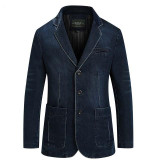 LONMMY Cowboy blazer jeans jacket men 80% Cotton Denim jacket men blazer Suits for men jaqueta Brand-clothing Casual M-4XL