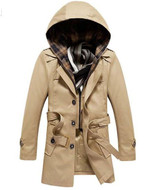 LONMMY 2017 Trench coat men Hooded detachable High quality Single-breasted Mens overcoat trench Windbreaker Jackets for men
