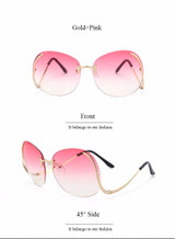 LongKeeper Sunglasses Cramilo Vintage Metal Retro Women Rimless Oversize Sunglasses Tint Lens Brand Designer UV400 AB256