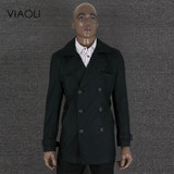 Long-sleeved men's long windbreaker 2017 spring / autumn fashion Slim double breasted jacket men's jacket cotton men's clothing
