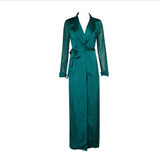 Long Trench Coat For Women Plus Size Tunic Long Sleeve Soft Silk Satin Coats Ladies Open Front Tie Waist Casual Long Outerwear