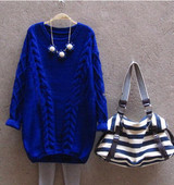 Long Sweater Women Autumn Winter Fashion O-Neck Twisted Chunky Cable Jumper Female Vintage Knitted Pullovers and Sweaters