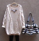 Long Sweater Women Autumn Winter Fashion O-Neck Twisted Chunky Cable Jumper Female Vintage Knitted Pullovers and Sweaters