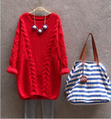 Long Sweater Women Autumn Winter Fashion O-Neck Twisted Chunky Cable Jumper Female Vintage Knitted Pullovers and Sweaters