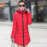 Long Style Warm Women Coats 2017 Winter Fashion Down Cotton Parkas Casual Hooded Jacket Thicken Parka Zipper Cotton Slim Outwear