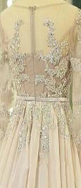 Long Sleeves Beaded Evening Dresses Party Elegant Gowns Champagne Chiffon A Line Vestidos De Festa Vestido Longo Robe De Soiree Long Sleeves Beaded Evening Dresses Party Elegant Gowns Champagne Chiffon A Line Vestidos De Festa Vestido Longo Robe De Soiree