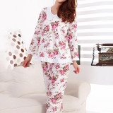 Long Sleeved Ladies Pajamas Set Cotton Pyjamas for Women Pijama Mujer Floral Print Sleepwear Homewear Nightgown Asia/Tag M-3XL Long Sleeved Ladies Pajamas Set Cotton Pyjamas for Women Pijama Mujer Floral Print Sleepwear Homewear Nightgown Asia/Tag M-3XL