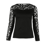 Long Sleeve Womens Floral Lace Blouse 2017 Summer Ladies Sheer Mesh Black Tops Femme Causal Tee Shirts Sexy Transparent Tunics