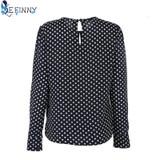 Long Sleeve Women Shirt Blouses Polka Dot Vintage Chiffon Ladies Tops Femininas Blusa Plus Size