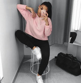 Long Sleeve Sweatshirt Autumn Women Clothing Pullover Fashion Women Lady Clothes Tops Khaki Cropped Top Hoodie