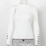 Long Sleeve Sweater Autumn Spring 2018 New Fashion Knitted Sweater Pullover Buttons Casual Slim Knitting Sweater Women Tops