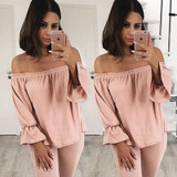 Long Sleeve Cotton Blouse Off Shoulder Tops Shirts Blouse Fashion Women Ladies Clothes Loose Pullover Tops Long Sleeve Cotton Blouse Off Shoulder Tops Shirts Blouse Fashion Women Ladies Clothes Loose Pullover Tops