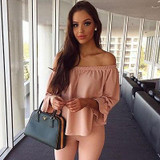 Long Sleeve Cotton Blouse Off Shoulder Tops Shirts Blouse Fashion Women Ladies Clothes Loose Pullover Tops