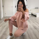 Long Sleeve Cotton Blouse Off Shoulder Tops Shirts Blouse Fashion Women Ladies Clothes Loose Pullover Tops