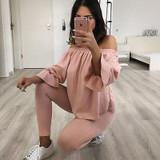 Long Sleeve Cotton Blouse Off Shoulder Tops Shirts Blouse Fashion Women Ladies Clothes Loose Pullover Tops