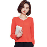 Long Sleeve Blouse Shirt Women Clothes 2017 Autumn Korean Style V neck Solid White/yellow/red/pink S-4XL Large Size Female Tops