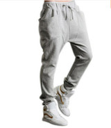 Casual Men Dance Baggy Trousers Slim Harem Pants Waistband Slacks