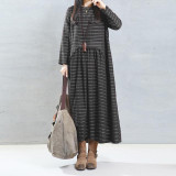 Casual Loose Long Maxi Dress 2017 Autumn ZANZEA Women Vintage Striped  Dresses O Neck Long Sleeve High Waist Vestidos Oversized