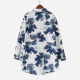 Casual Long Sleeve Shirt Women Autumn New Fashion Floral Print Cotton Linen Blouses Plus Size Women Top With Pockets T64805