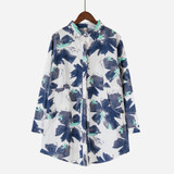 Casual Long Sleeve Shirt Women Autumn New Fashion Floral Print Cotton Linen Blouses Plus Size Women Top With Pockets T64805