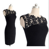 Casual Dress Summer Black Sexy Women Stretch Evening Party Lace Slim Bodycon Pencil Dresses Vestidos Crochet Elegant Dress CQ90