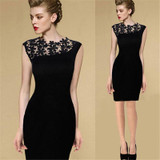 Casual Dress Summer Black Sexy Women Stretch Evening Party Lace Slim Bodycon Pencil Dresses Vestidos Crochet Elegant Dress CQ90