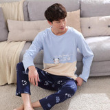 Casual Cotton Long Sleeve Cartoon panda Sleepwear Pajama Set For Men Lounge Homewear Pyjama Nightwear Home Clothes Autumn Winter