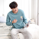 Casual 100% Cotton Pajamas Sets For Men Long Sleeve Sleepwear Lounge Homewear Pyjamas homme Nightwear Home Clothes Autumn Winter