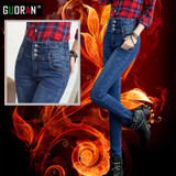 Cashmere Winter Warm Stretching High Waist Jeans Femme Skinny Black Jeans Women Jeans Pant Velvet jeans female Winter Large Size