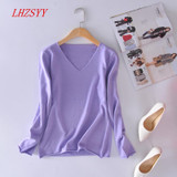 Cashmere Sweater fashion female spring New V-neck Sweater short paragraph bottoming knitting cultivating wild Pullover Wool