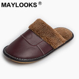 2017 Warm cotton slippers winter men and women home leather slippers couple home floor non - slip thick cotton shoes tb001