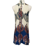 2017 Vintage Women Boho Dress Printed Halter Neck Sleeveless Hippie Mini Summer Dress Plus Size Vestidos Sexy Women Beach Dress