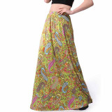 2017 Vintage Style Casual Beach Floral Print Long Maxi Skirts Faldas Summer Milk Silk Floor Length Skirt For Ladies Plus Size