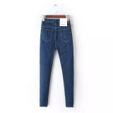 2017 Vintage Mom Fit High Waist Jeans Elastic Femme Women Washed Blue Denim Skinny Jeans Classic Pencil Pants C3553