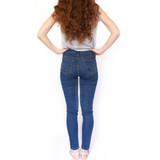 2017 Vintage Mom Fit High Waist Jeans Elastic Femme Women Washed Blue Denim Skinny Jeans Classic Pencil Pants C3553