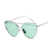 2017 Vintage Lady Brand Cat Eye Sunglasses Women Glasses Men Mirror Sun Glasses Female  Rose Gold Frame Sunglasses Oculos Gafas