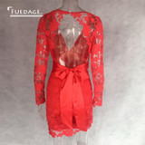 2017 vintage long sleeve v-neck bandage dress black pink red simple lace hollow sexy halter party dresses plus size women dress